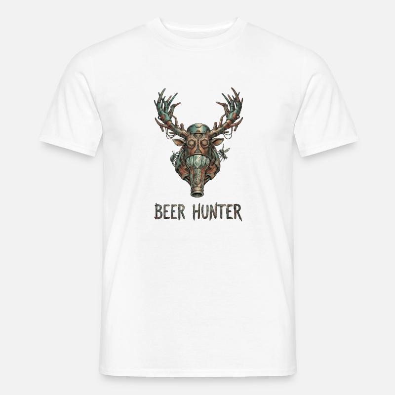 Steampunk-Bierjäger - Männer T-Shirt - Weiß