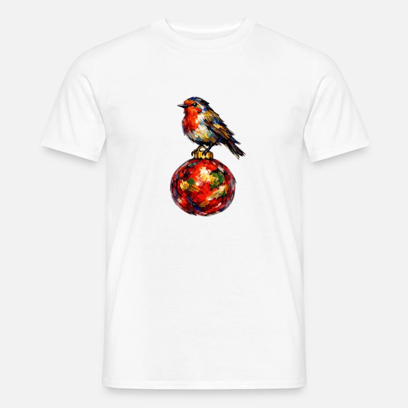 Vogel auf Weihnachtskugel - Männer T-Shirt - Weiß