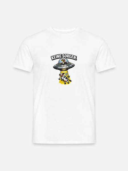 Keine Sorgen UFO Kuh Humor - Männer T-Shirt - Weiß
