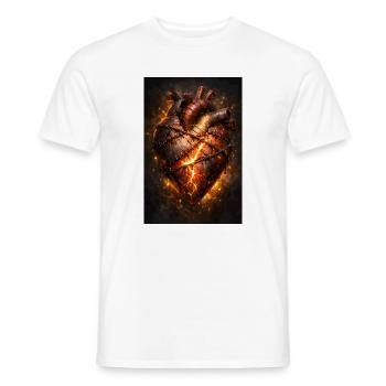 Cœur brûlant avec des points de suture - T-shirt homme - blanc - Devant - AI Model Male 178 dark (178cm)