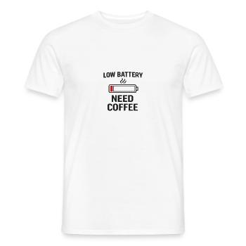 Low Battery – Need Coffee - Men's T-Shirt - white - Front - AI Model Male 178 dark (178cm)