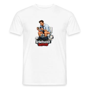 Arbeitszeit Betrug Satire - Männer T-Shirt - Weiß - Vorne - AI Model Male 178 dark (178cm)