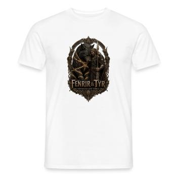 Fenrir & Tyr: Verrat und Mut - Männer T-Shirt - Weiß - Vorne - AI Model Male 178 dark (178cm)