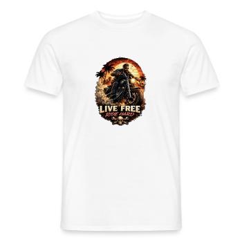 Live Free Ride Hard Biker - Men's T-Shirt - white - Front - AI Model Male 178 dark (178cm)