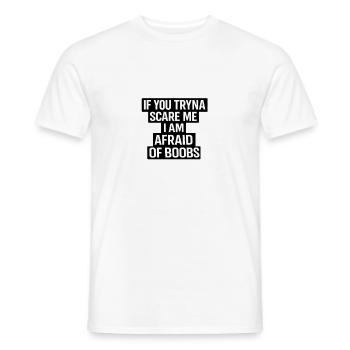 Fear of Breasts Saying Tea - Men's T-Shirt - white - Front - AI Model Male 178 dark (178cm)