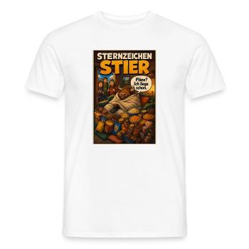 Sternzeichen Stier  Pläne? Ich liege längst schon. - Männer T-Shirt - Weiß - Vorne - AI Model Male 178 dark (178cm)