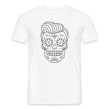 Mexikanischer Totenkopf_Kurzhaarfrisur ausmalen - Männer T-Shirt - Weiß - Vorne - AI Model Male 178 dark (178cm)