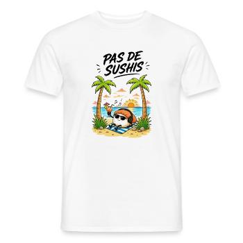 PAS DE SUSHIS - T-shirt homme - blanc - Devant - AI Model Male 178 dark (178cm)