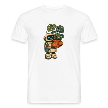 Roboter mit Pflanze Grüner Charme - Männer T-Shirt - Weiß - Vorne - AI Model Male 178 dark (178cm)
