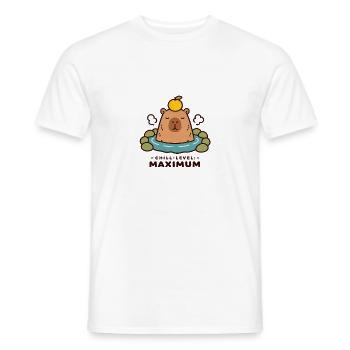 Chill Level Maximum Onsen Capybara Kawaii - Men's T-Shirt - white - Front - AI Model Male 178 dark (178cm)