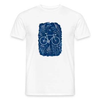 Botanical Bike Cyanotype Blue - Männer T-Shirt - Weiß - Vorne - AI Model Male 178 dark (178cm)
