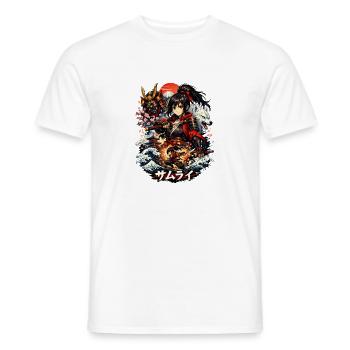 Roter Samurai mit Kirschblütenwellen - Männer T-Shirt - Weiß - Vorne - AI Model Male 178 dark (178cm)