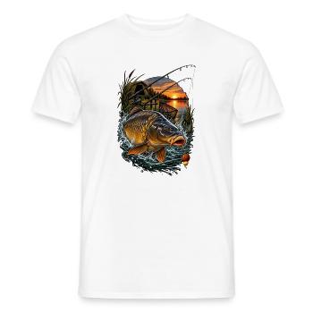 Saut de carpe dans le lac du soir - T-shirt homme - blanc - Devant - AI Model Male 178 dark (178cm)
