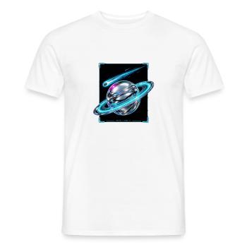 Saturn's neon Orb - Men's T-Shirt - white - Front - AI Model Male 178 dark (178cm)