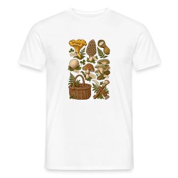 Mushrooms in the forest – botanical illustration - Men's T-Shirt - white - Front - AI Model Male 178 dark (178cm)