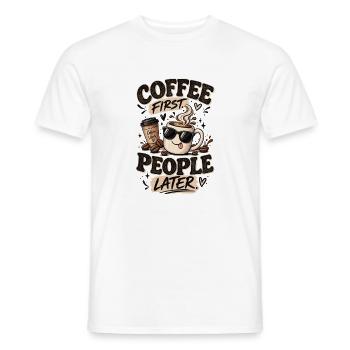 Le café d’abord, les gens après - Amateur de café drôle - T-shirt homme - blanc - Devant - AI Model Male 178 dark (178cm)