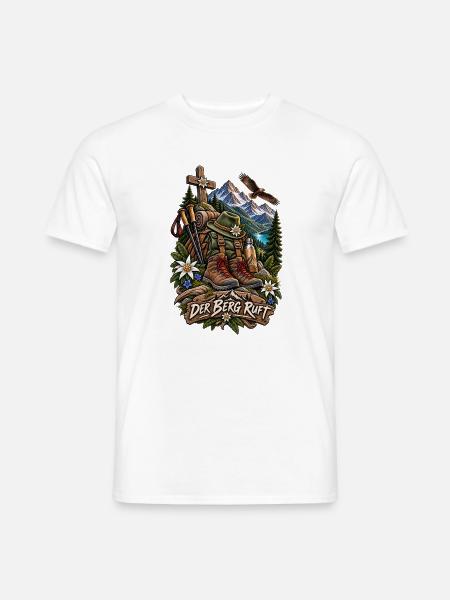 Der Berg ruft: Alpenexpedition - Männer T-Shirt - Weiß