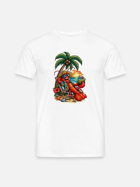 Hawaiianischer Lobster am Strand - Männer T-Shirt - Weiß