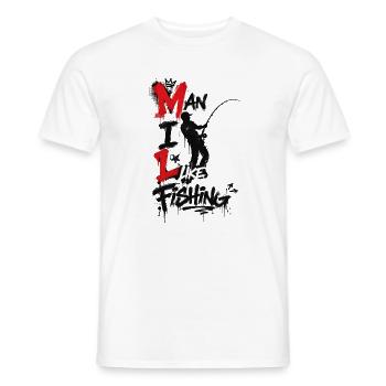 Fishing man - Humor - Men's T-Shirt - white - Front - AI Model Male 178 dark (178cm)