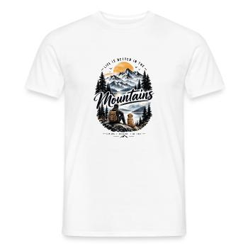 Life Is Better in the Mountains – Outdoor Adventur - Men's T-Shirt - white - Front - AI Model Male 178 dark (178cm)