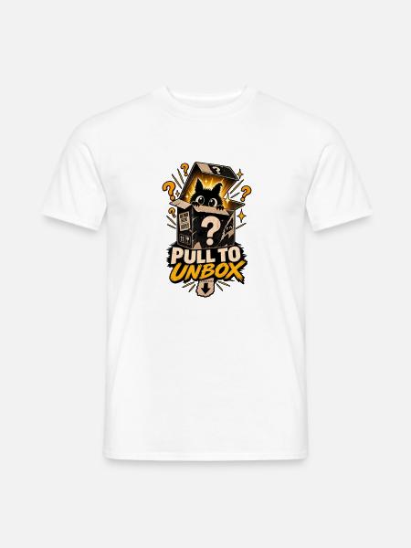 Pull to Unbox Cat Mystery - Männer T-Shirt - Weiß