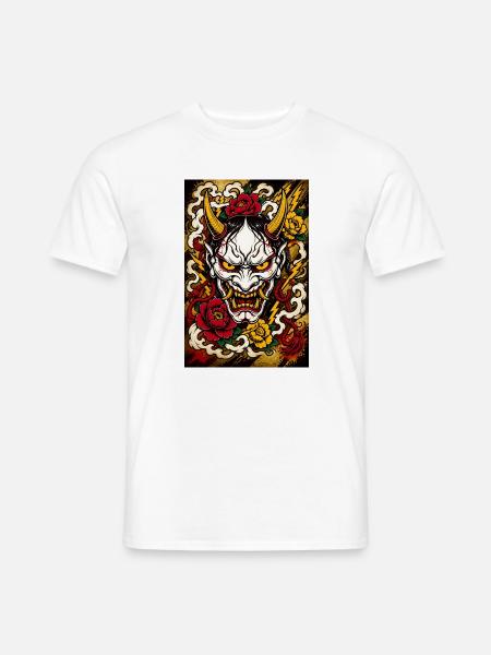 Hannya Maske - Männer T-Shirt - Weiß