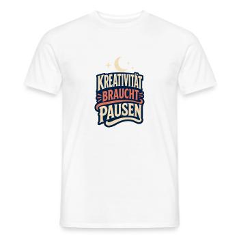 Kreativität braucht Pausen – Kreativ Spruch - Männer T-Shirt - Weiß - Vorne - AI Model Male 178 dark (178cm)