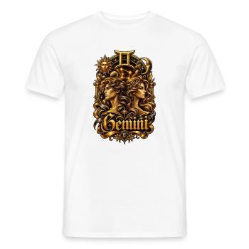 Art du zodiaque des Gémeaux d’or - T-shirt homme - blanc - Devant - AI Model Male 178 dark (178cm)