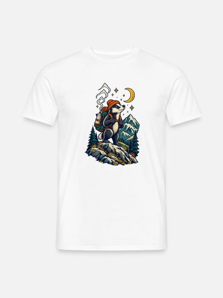 Monddachs auf Bergwanderung - Männer T-Shirt - Weiß