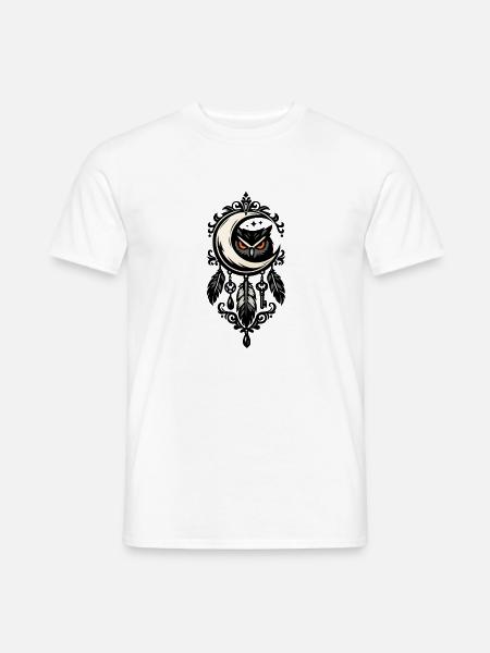 Mond- und Eulenornament - Männer T-Shirt - Weiß