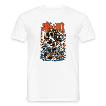 Sushi-Drache auf Meereswellen - Männer T-Shirt - Weiß - Vorne - AI Model Male 178 dark (178cm)