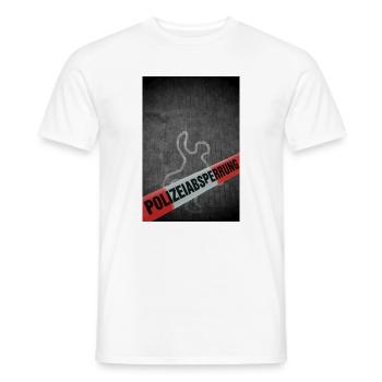 Ein Umriss einer Person auf einer Straße.  - Männer T-Shirt - Weiß - Vorne - AI Model Male 178 dark (178cm)