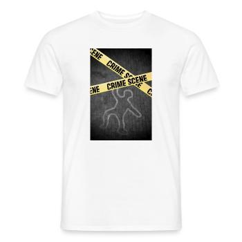 Eine Umriss einer Person auf einer Straße. Mord? - Männer T-Shirt - Weiß - Vorne - AI Model Male 178 dark (178cm)