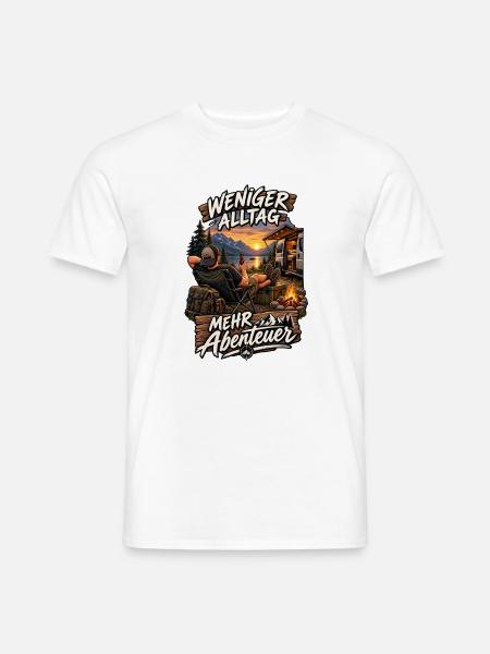 Weniger Alltag Mehr Abenteuer - Männer T-Shirt - Weiß