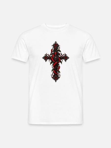 Gothic Chili Kreuz - Männer T-Shirt - Weiß