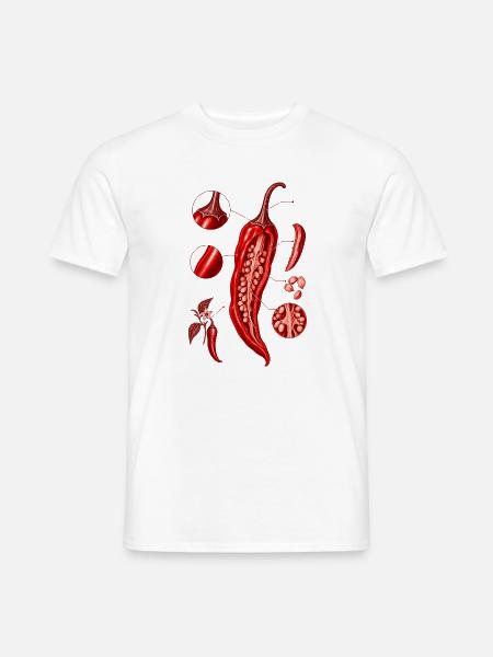 Anatomische Chili-Illustration in Rot - Männer T-Shirt - Weiß