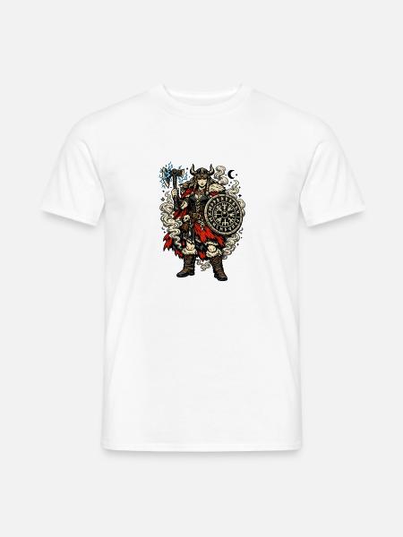 Wikinger Krieger Schild Runen - Männer T-Shirt - Weiß