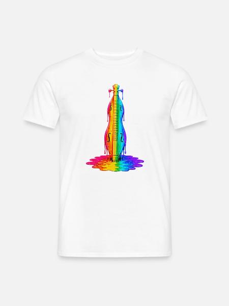 Musiker Zupfinstrument Hackbrett Dulcimer - Männer T-Shirt - Weiß