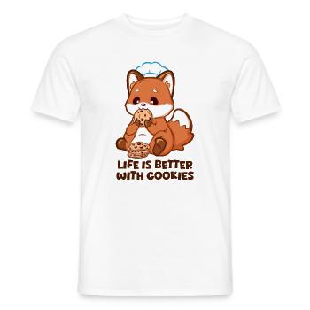 Verspielter Fuchs isst Cookies mit Kochmütze  - Männer T-Shirt - Weiß - Vorne - AI Model Male 178 dark (178cm)