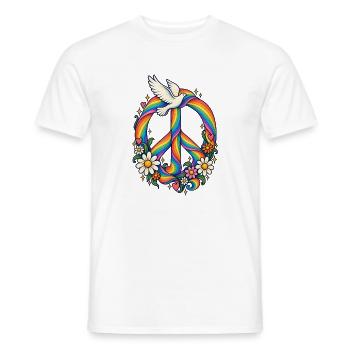 Peace Zeichen Regenbogen und Friedenstaube - Männer T-Shirt - Weiß - Vorne - AI Model Male 178 dark (178cm)