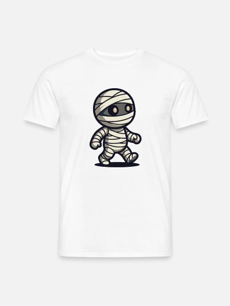 Süße Cartoon-Mumie läuft mit Verbänden - Männer T-Shirt - Weiß