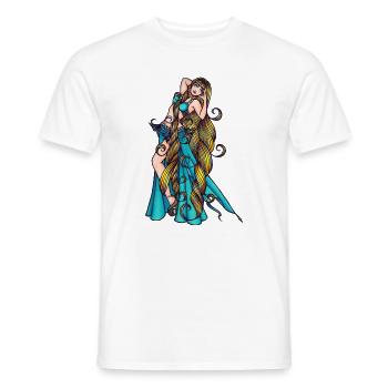 Bauchtänzerin im türkisfarbenen Kleid - Männer T-Shirt - Weiß - Vorne - AI Model Male 178 dark (178cm)