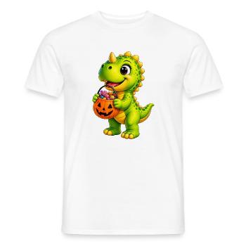 Halloween-Dino mit Zuckertüte - Männer T-Shirt - Weiß - Vorne - AI Model Male 178 dark (178cm)