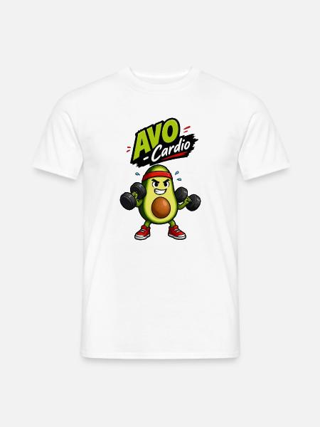 Avocado Cardio Muskelheld - Männer T-Shirt - Weiß