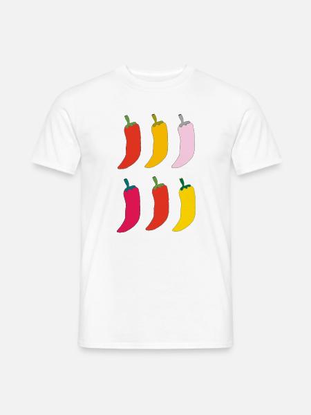 Farbenfrohe Chili Popart - Männer T-Shirt - Weiß