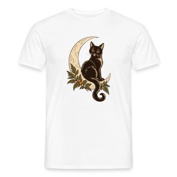 Katze im Herbstmond - Männer T-Shirt - Weiß - Vorne - AI Model Male 178 dark (178cm)