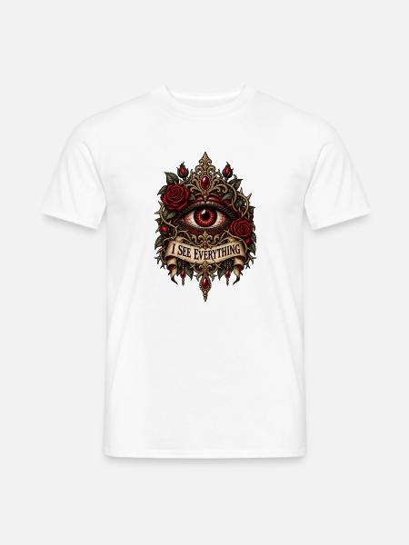 Ich sehe alles: Gothic Eye - Männer T-Shirt - Weiß