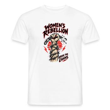 Weibliche Rebellion: Ketten brechen - Männer T-Shirt - Weiß - Vorne - AI Model Male 178 dark (178cm)