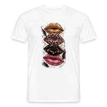 Glamour Lippenkollage Leopardenglanz - Männer T-Shirt - Weiß - Vorne - AI Model Male 178 dark (178cm)
