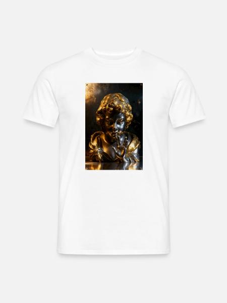 Goldene Shush-Cherub-Büste - Männer T-Shirt - Weiß